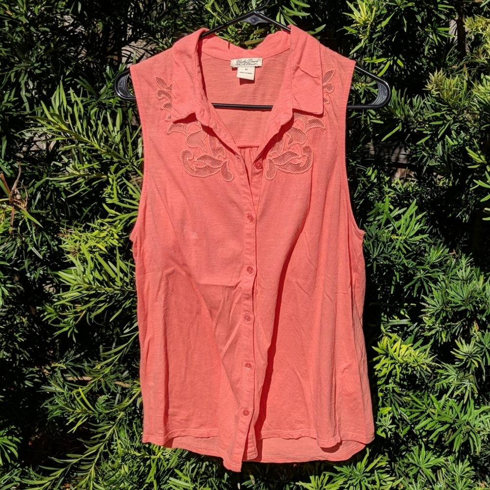 Lucky Brand pink sleeveless button up